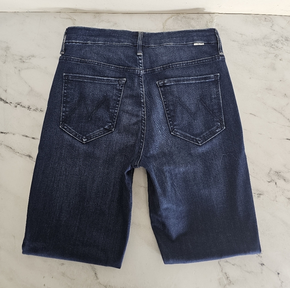MOTHER High Waisted Looker Ankle Fray‎ High Rise Skinny Blue Jeans 27 Preowned - Picture 6 of 10